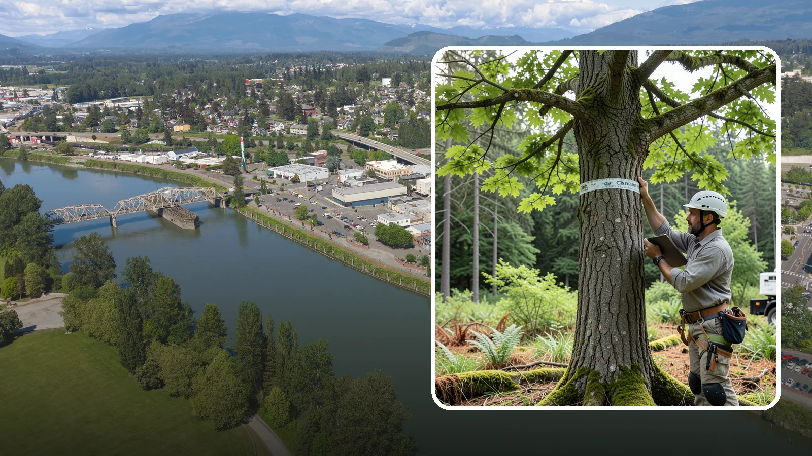 Drone tree inspections in Mount Vernon, Skagit County, WA - The aerial inspection of trees using a drone.