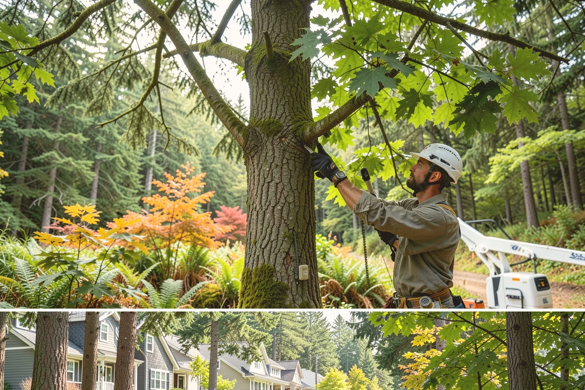 Drone tree inspections in Normandy Park, King County, WA - Inspections are performed year-round but methods adapt to seasonal foliage changes that affect visibility of defects in Puget...