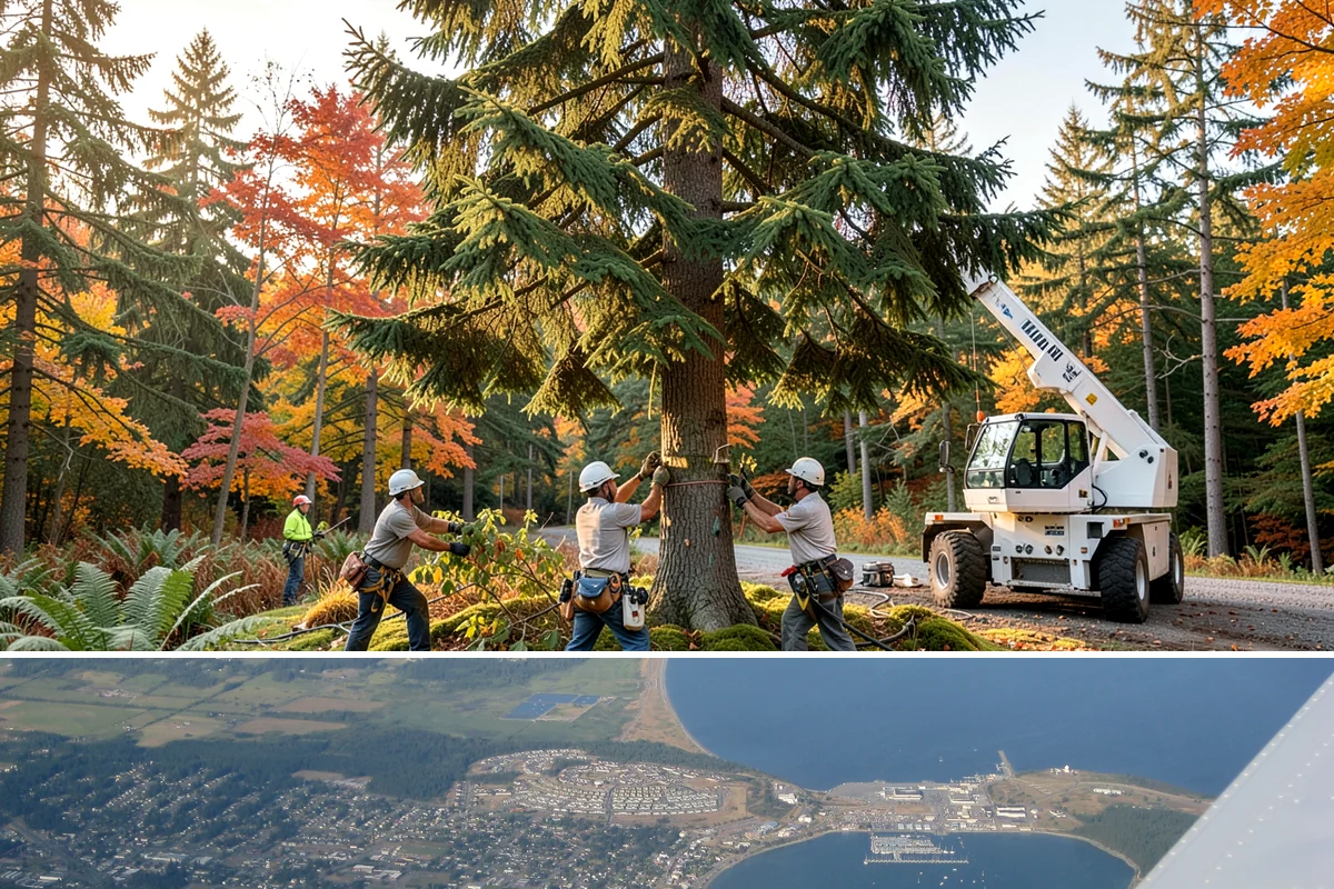 Drone tree inspections in Oak Harbor, Island County, WA - Inspections are performed year-round but methods adapt to seasonal foliage changes that affect visibility of defects in Puget...