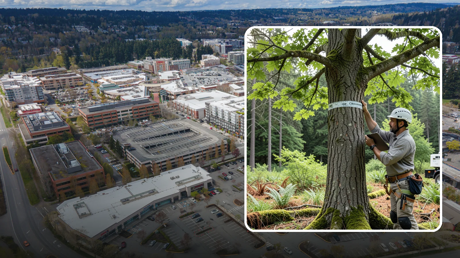 Drone tree inspections in Redmond, King County, WA - The aerial inspection of trees using a drone.