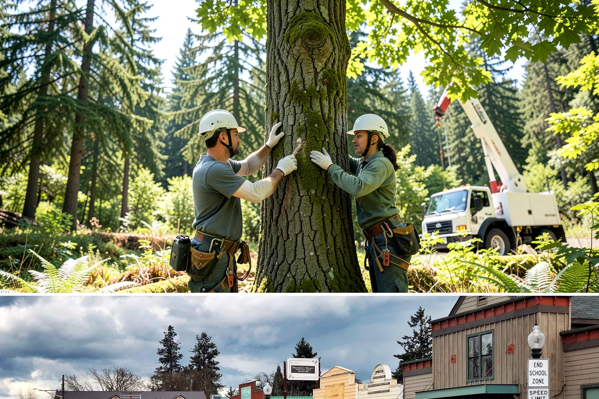 Drone tree inspections in Roy, Pierce County, WA - Inspections are performed year-round but methods adapt to seasonal foliage changes that affect visibility of defects in Puget...
