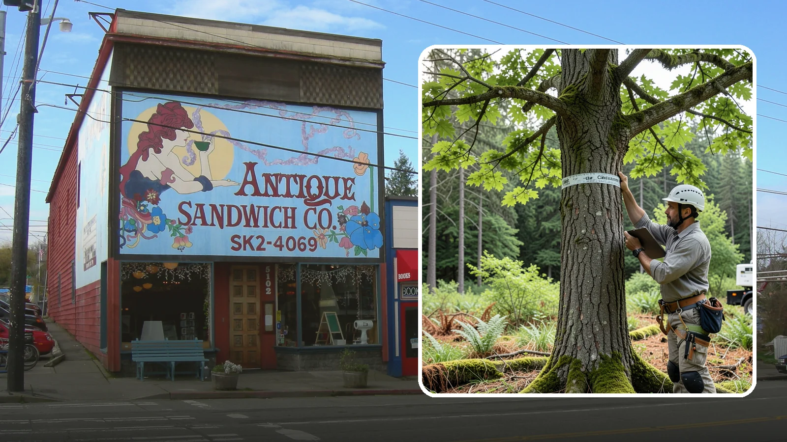 Drone tree inspections in Ruston, Pierce County, WA - The aerial inspection of trees using a drone.