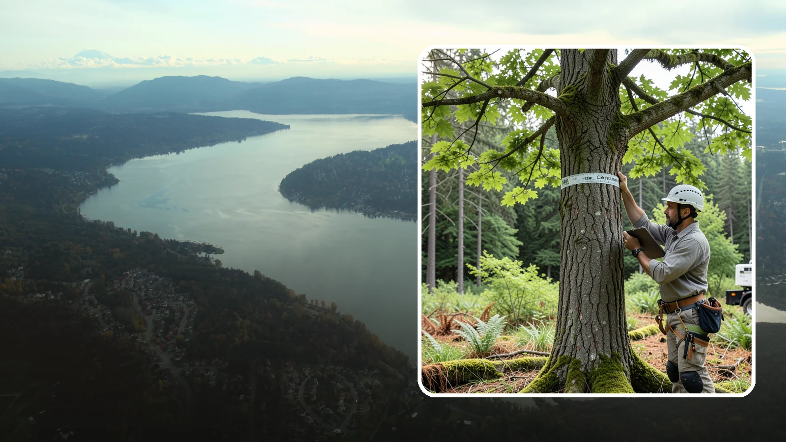 Drone tree inspections in Sammamish, King County, WA - The aerial inspection of trees using a drone.