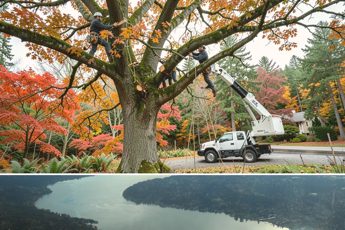 Drone tree inspections in Sammamish, King County, WA - Inspections are performed year-round but methods adapt to seasonal foliage changes that affect visibility of defects in Puget...