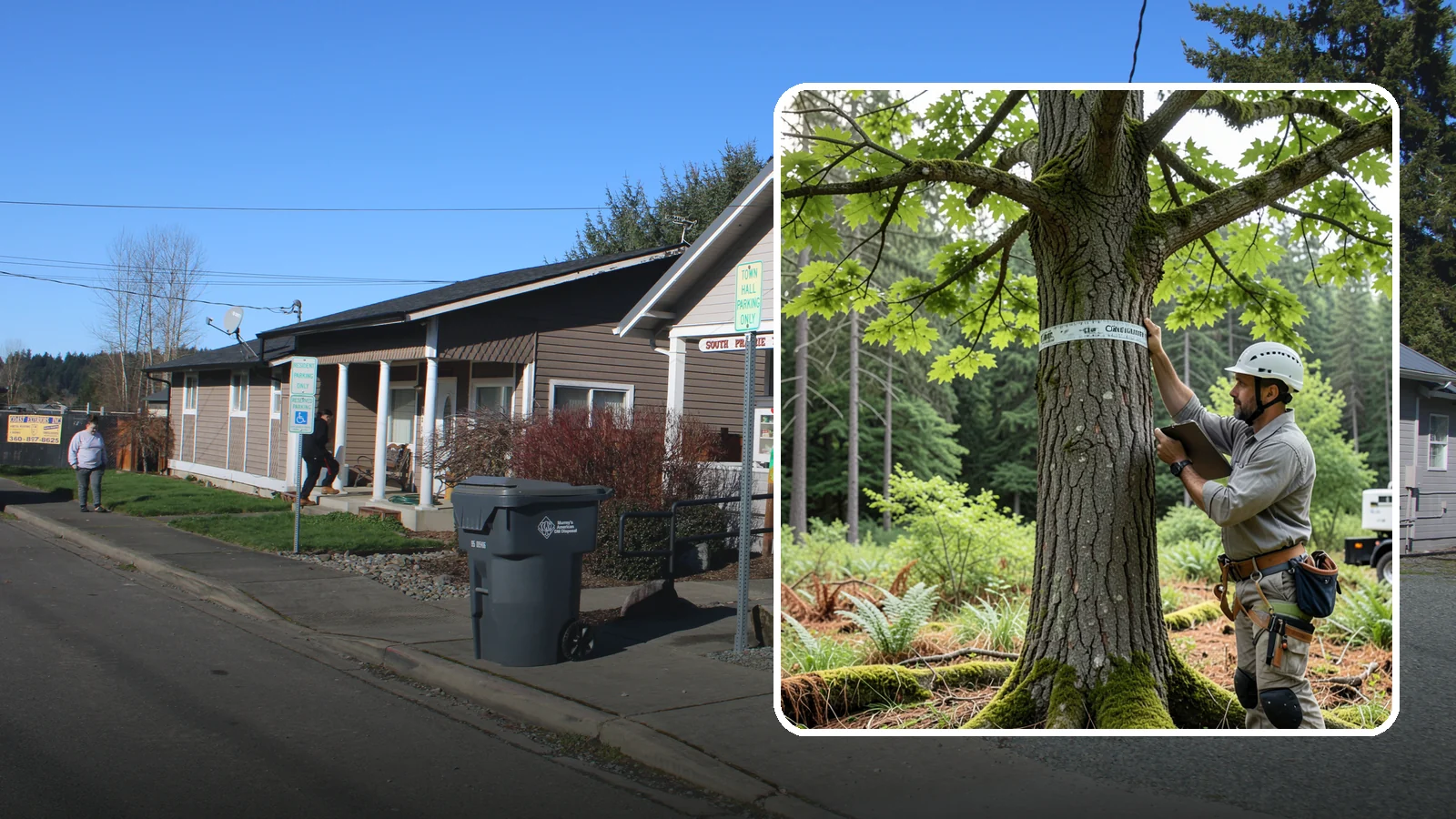 Drone tree inspections in South Prairie, Pierce County, WA - The aerial inspection of trees using a drone.