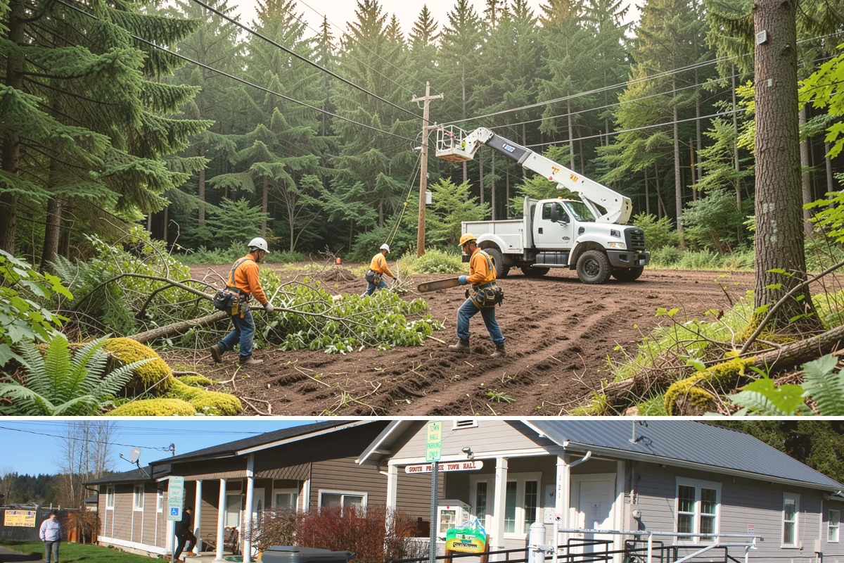 Drone tree inspections in South Prairie, Pierce County, WA - Inspections are performed year-round but methods adapt to seasonal foliage changes that affect visibility of defects in Puget...