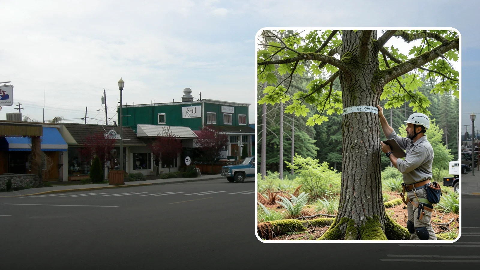 Drone tree inspections in Stanwood, Snohomish County, WA - The aerial inspection of trees using a drone.
