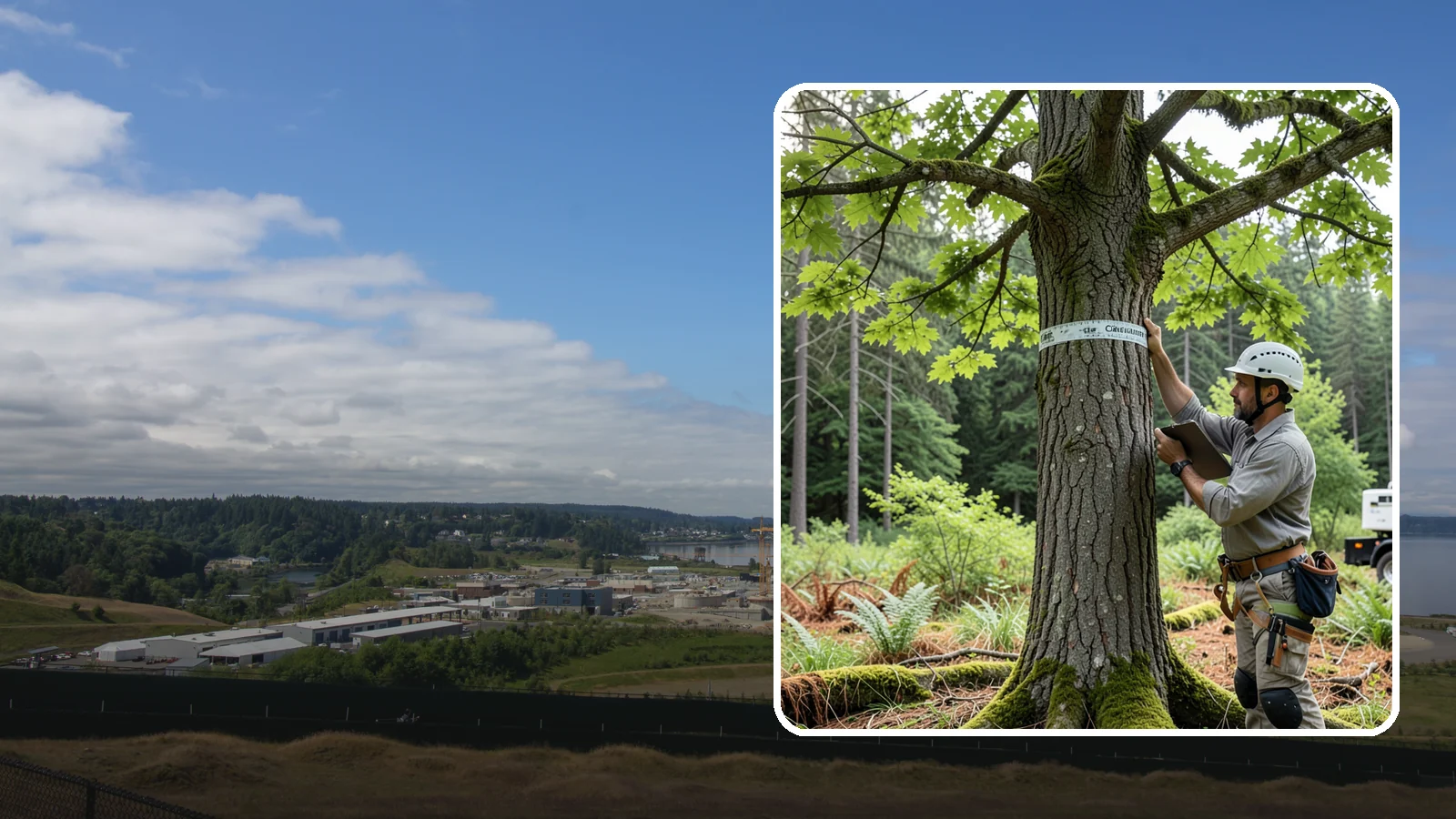 Drone tree inspections in University Place, Pierce County, WA - The aerial inspection of trees using a drone.