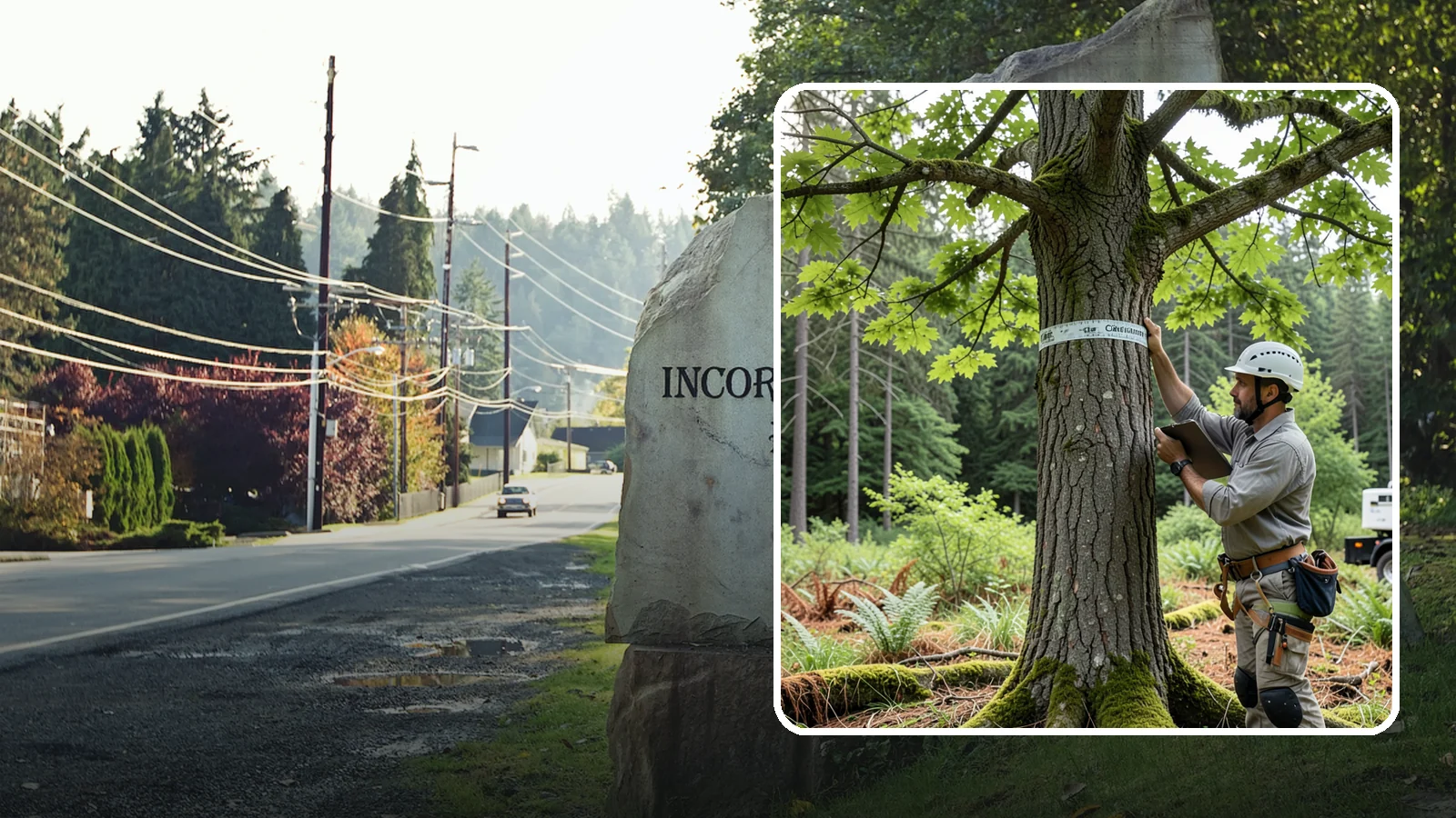 Drone tree inspections in Wilkeson, Pierce County, WA - The aerial inspection of trees using a drone.
