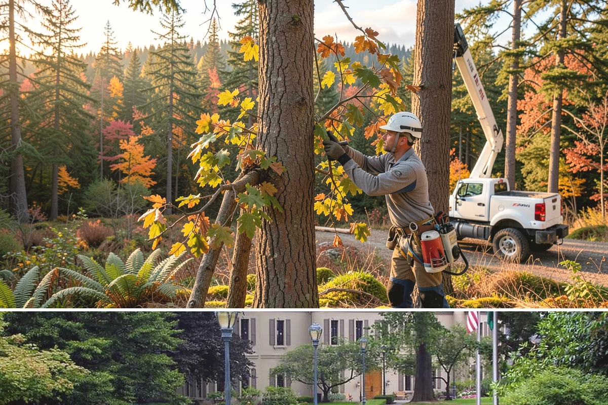 Drone tree inspections in Woodinville, King County, WA - Inspections are performed year-round but methods adapt to seasonal foliage changes that affect visibility of defects in Puget...