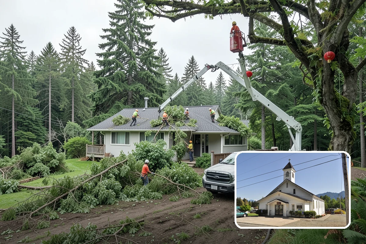 Dynamic cabling installation in Concrete, Skagit County, WA - Reduces the risk of limb or stem failure