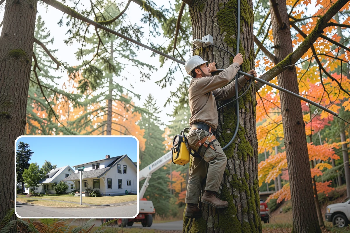 Dynamic cabling installation in DuPont, Pierce County, WA - Reduces the risk of limb or stem failure