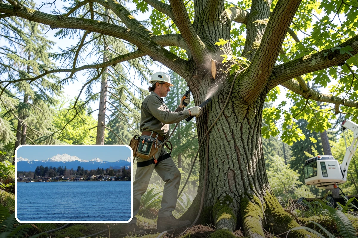 Dynamic cabling installation in Lake Stevens, Snohomish County, WA - Reduces the risk of limb or stem failure