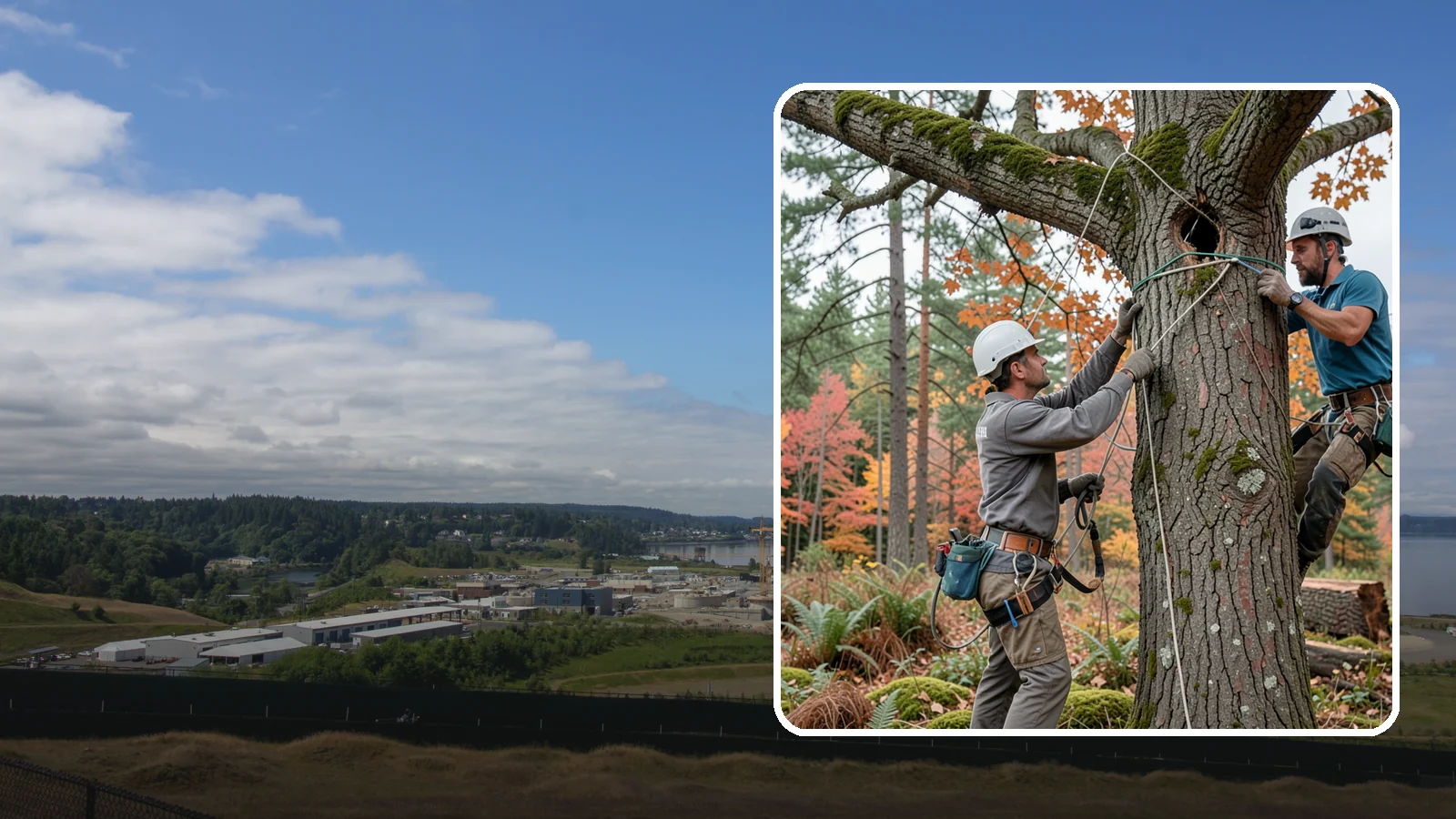 Dynamic cabling installation in University Place, Pierce County, WA - The installation of flexible support systems that allow natural movement.