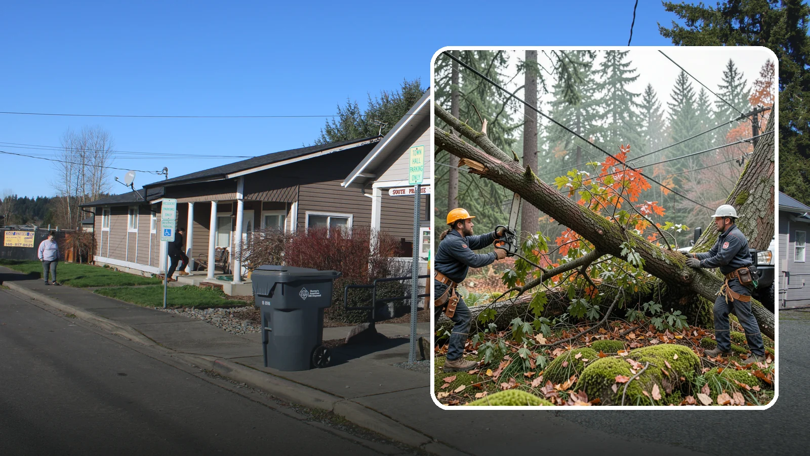 Emergency on-call arborist in South Prairie, Pierce County, WA - On-call access to an arborist for urgent situations.