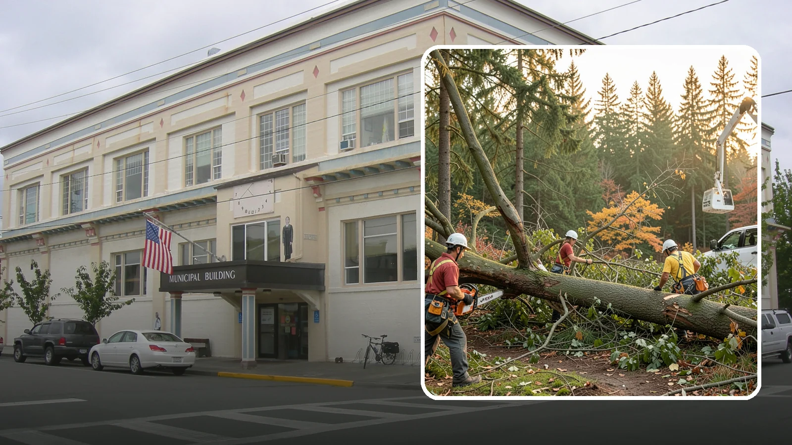 Emergency storm cleanup in Anacortes, Skagit County, WA - The rapid cleanup of tree damage after a storm.