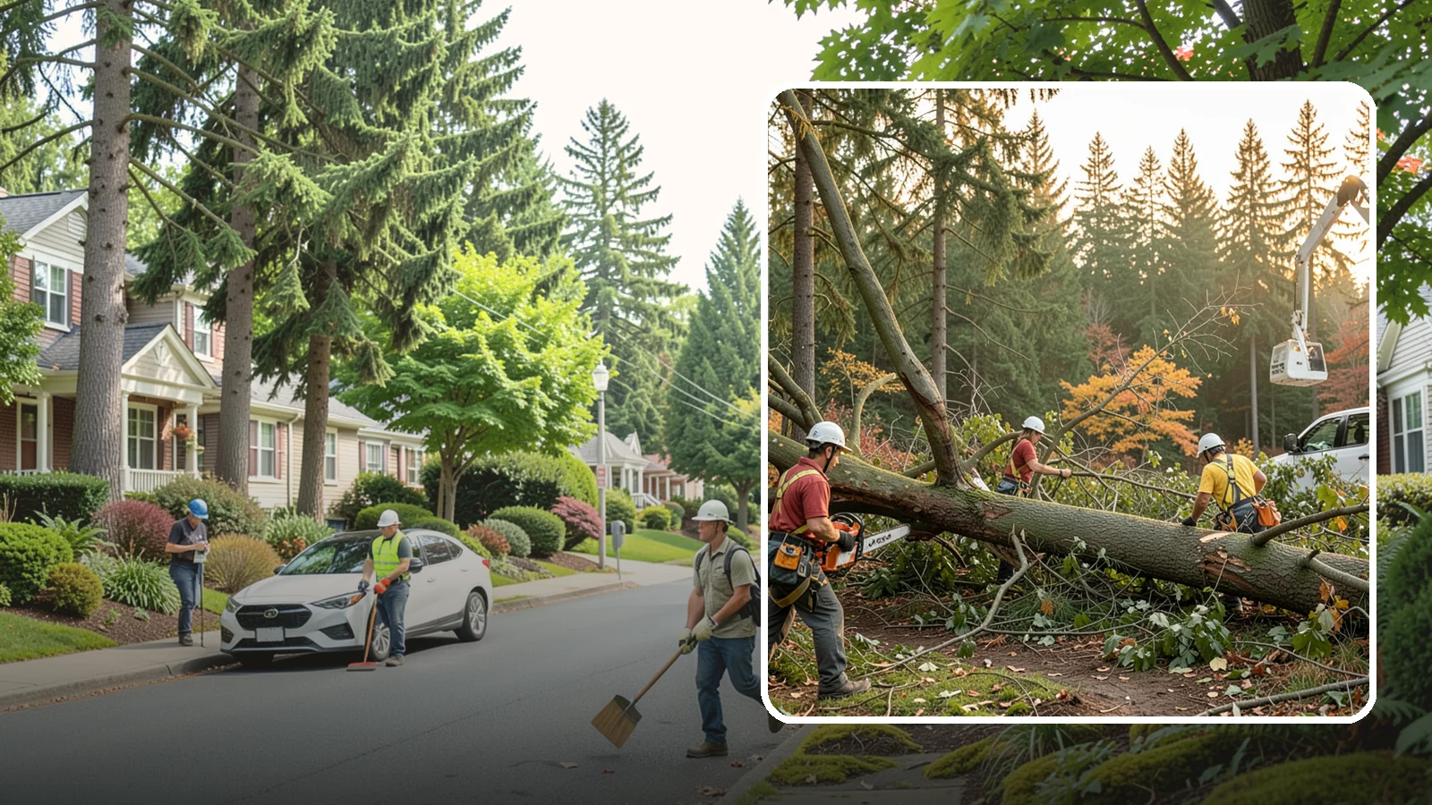 Emergency storm cleanup in Beaux Arts Village, King County, WA - The rapid cleanup of tree damage after a storm.