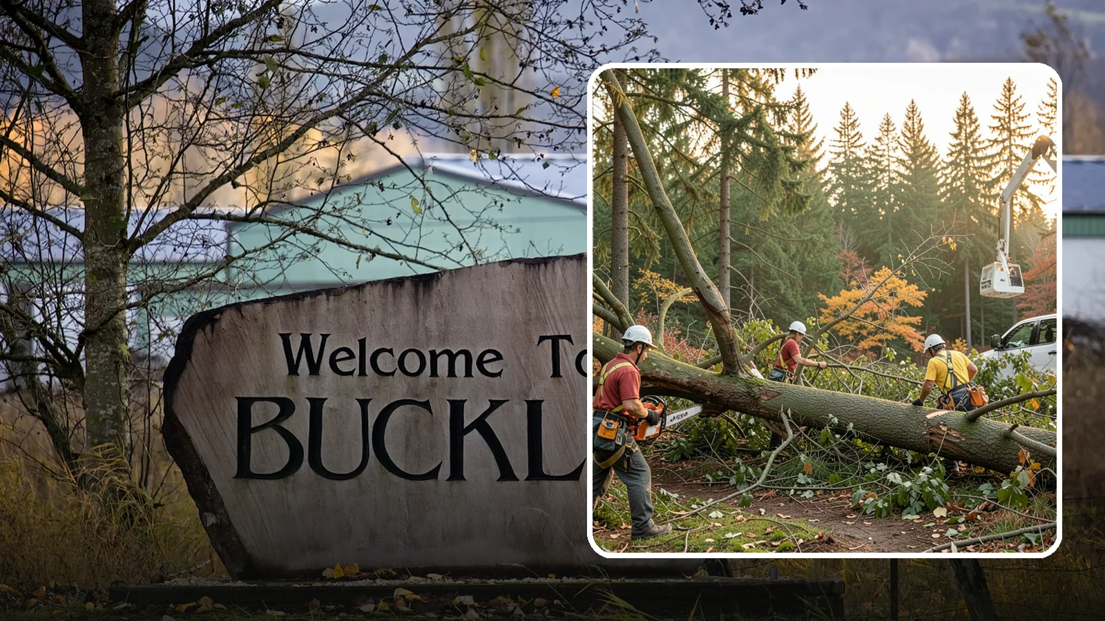 Emergency storm cleanup in Buckley, Pierce County, WA - The rapid cleanup of tree damage after a storm.