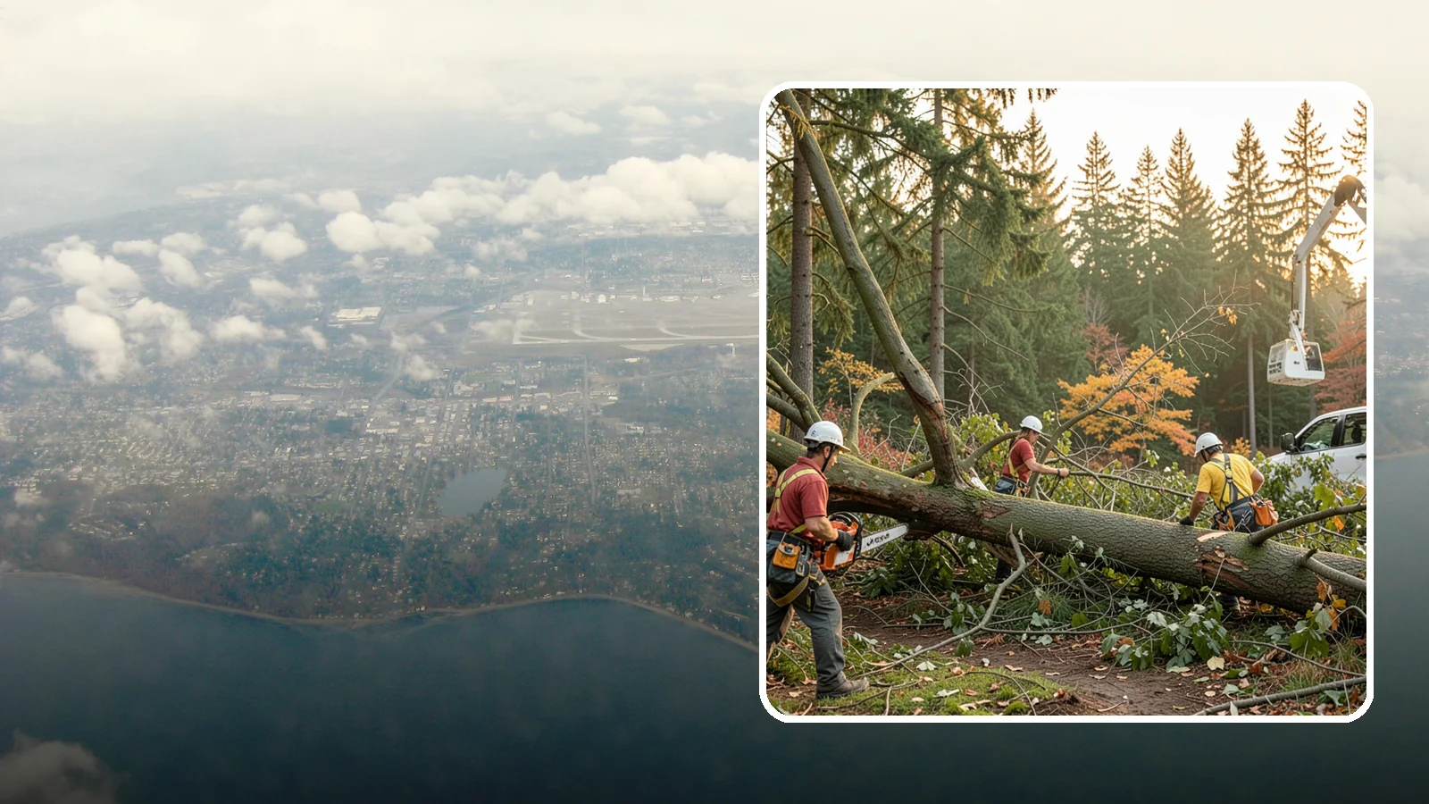 Emergency storm cleanup in Burien, King County, WA - The rapid cleanup of tree damage after a storm.