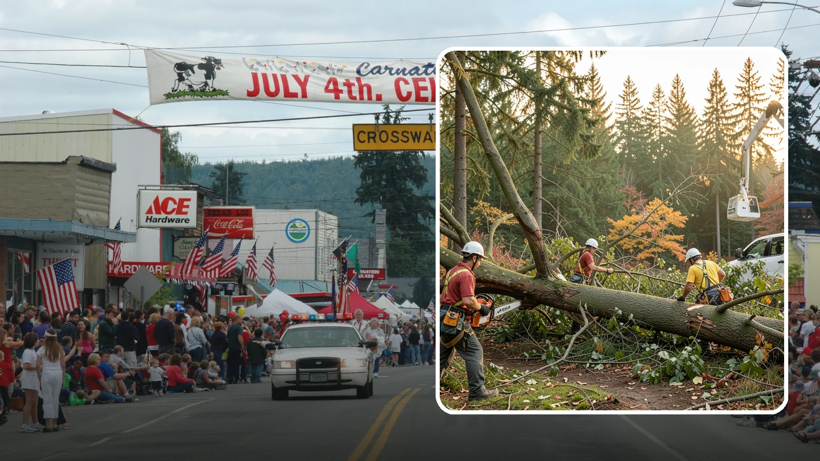 Emergency storm cleanup in Carnation, King County, WA - The rapid cleanup of tree damage after a storm.