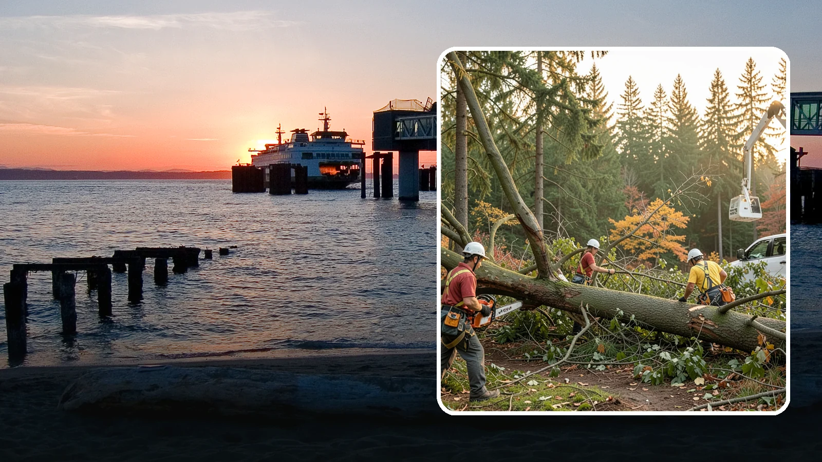 Emergency storm cleanup in Edmonds, Snohomish County, WA - The rapid cleanup of tree damage after a storm.