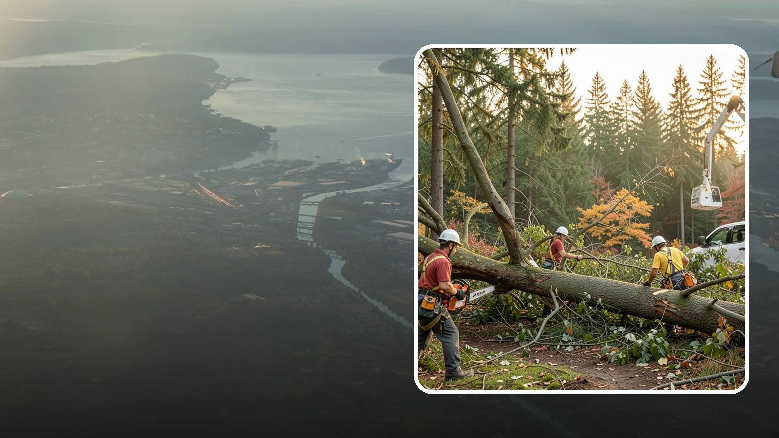 Emergency storm cleanup in Fife, Pierce County, WA - The rapid cleanup of tree damage after a storm.