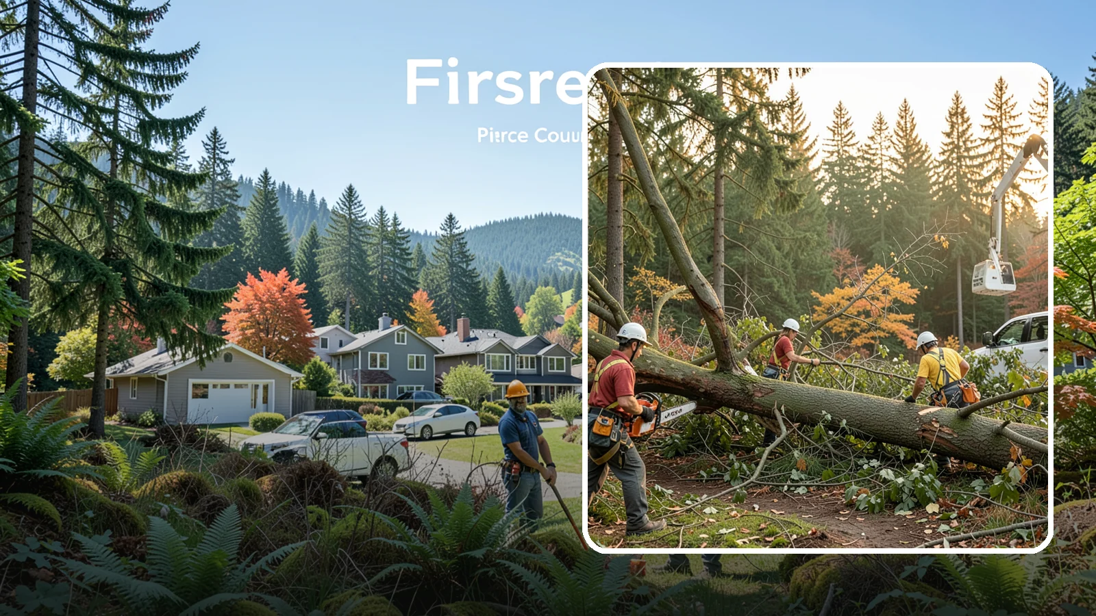 Emergency storm cleanup in Fircrest, Pierce County, WA - The rapid cleanup of tree damage after a storm.