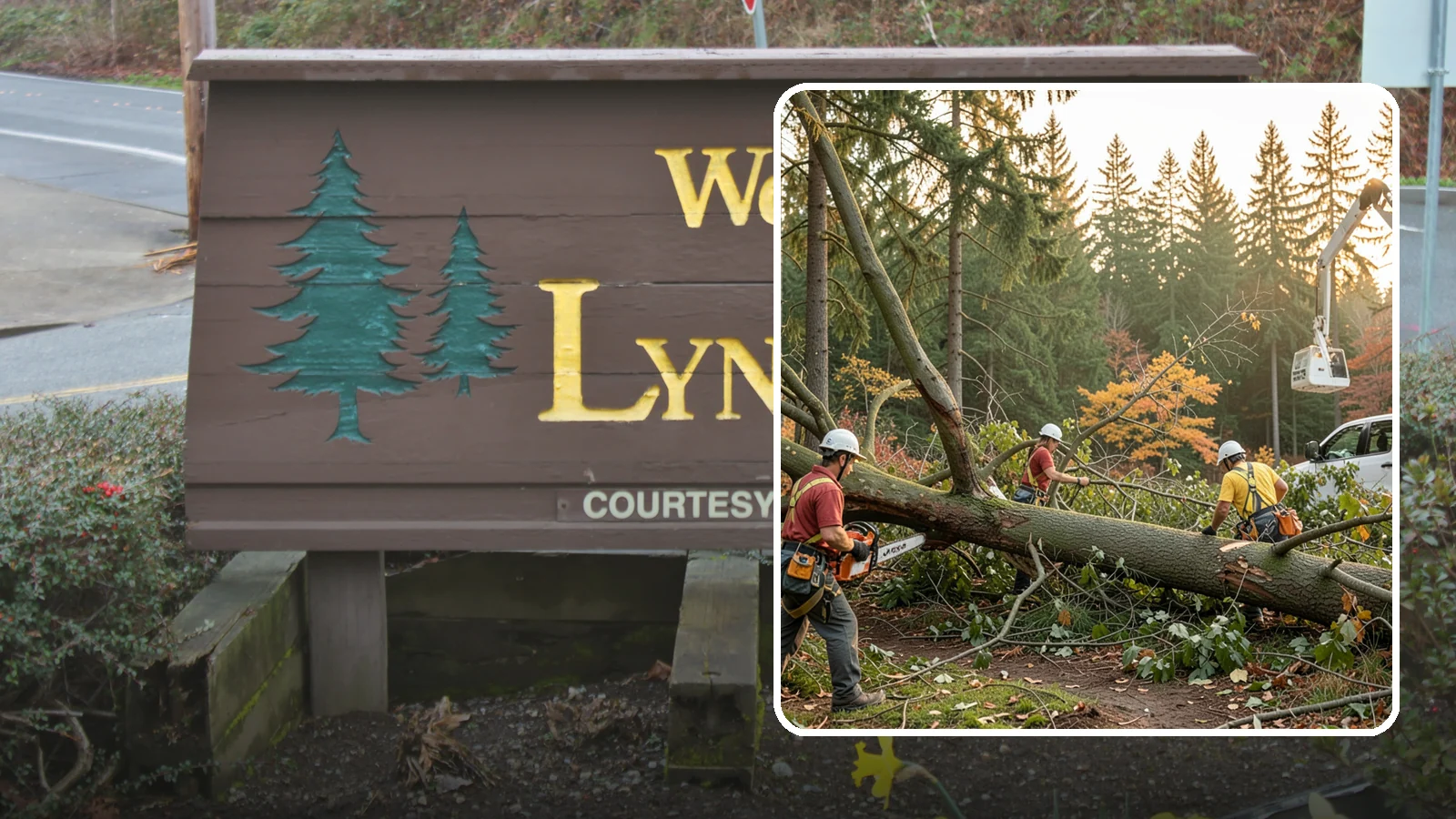 Emergency storm cleanup in Lynnwood, Snohomish County, WA - The rapid cleanup of tree damage after a storm.