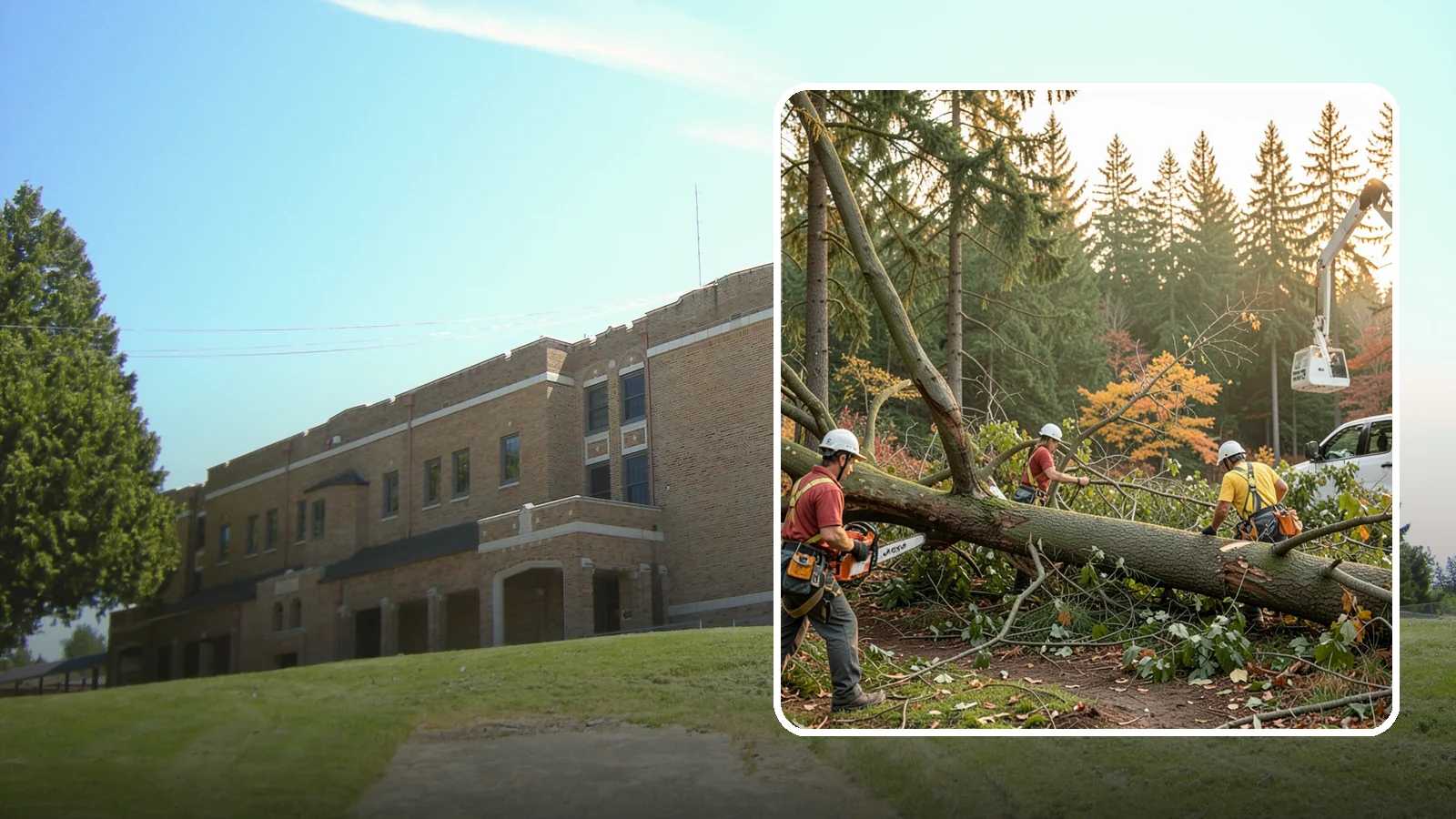 Emergency storm cleanup in Maple Valley, King County, WA - The rapid cleanup of tree damage after a storm.