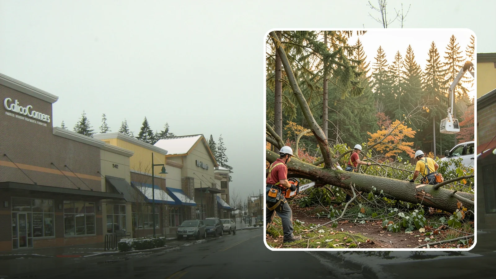 Emergency storm cleanup in Mill Creek, Snohomish County, WA - The rapid cleanup of tree damage after a storm.
