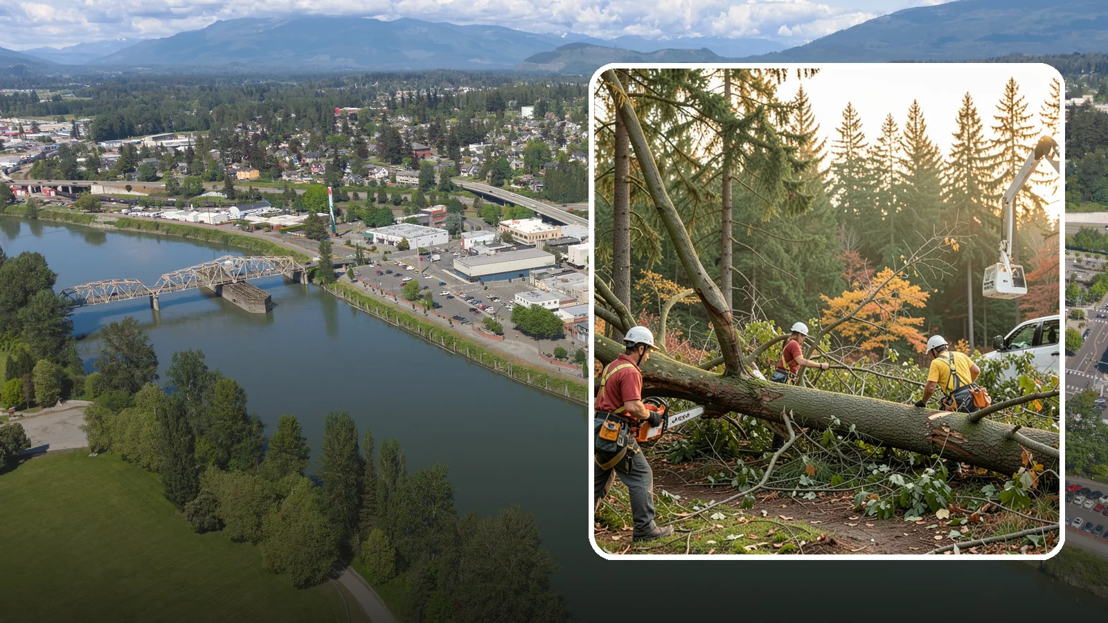 Emergency storm cleanup in Mount Vernon, Skagit County, WA - The rapid cleanup of tree damage after a storm.
