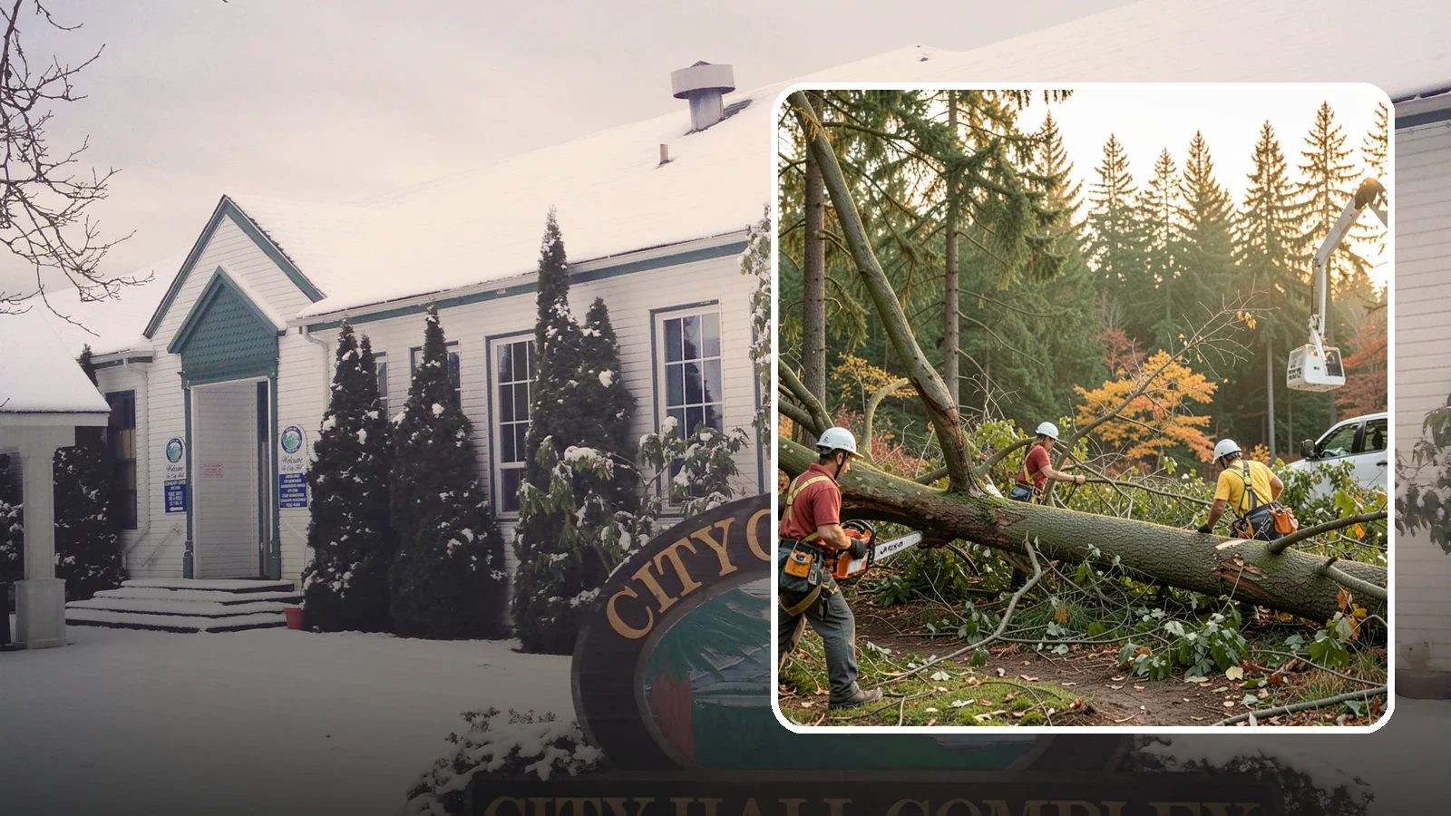 Emergency storm cleanup in Pacific, King County, WA - The rapid cleanup of tree damage after a storm.