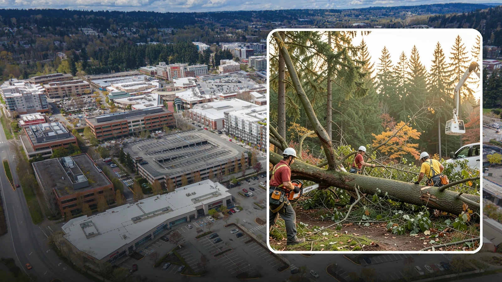 Emergency storm cleanup in Redmond, King County, WA - The rapid cleanup of tree damage after a storm.