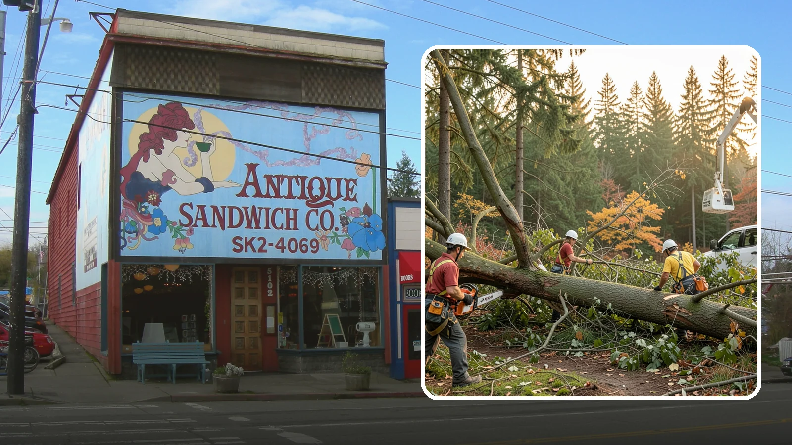Emergency storm cleanup in Ruston, Pierce County, WA - The rapid cleanup of tree damage after a storm.