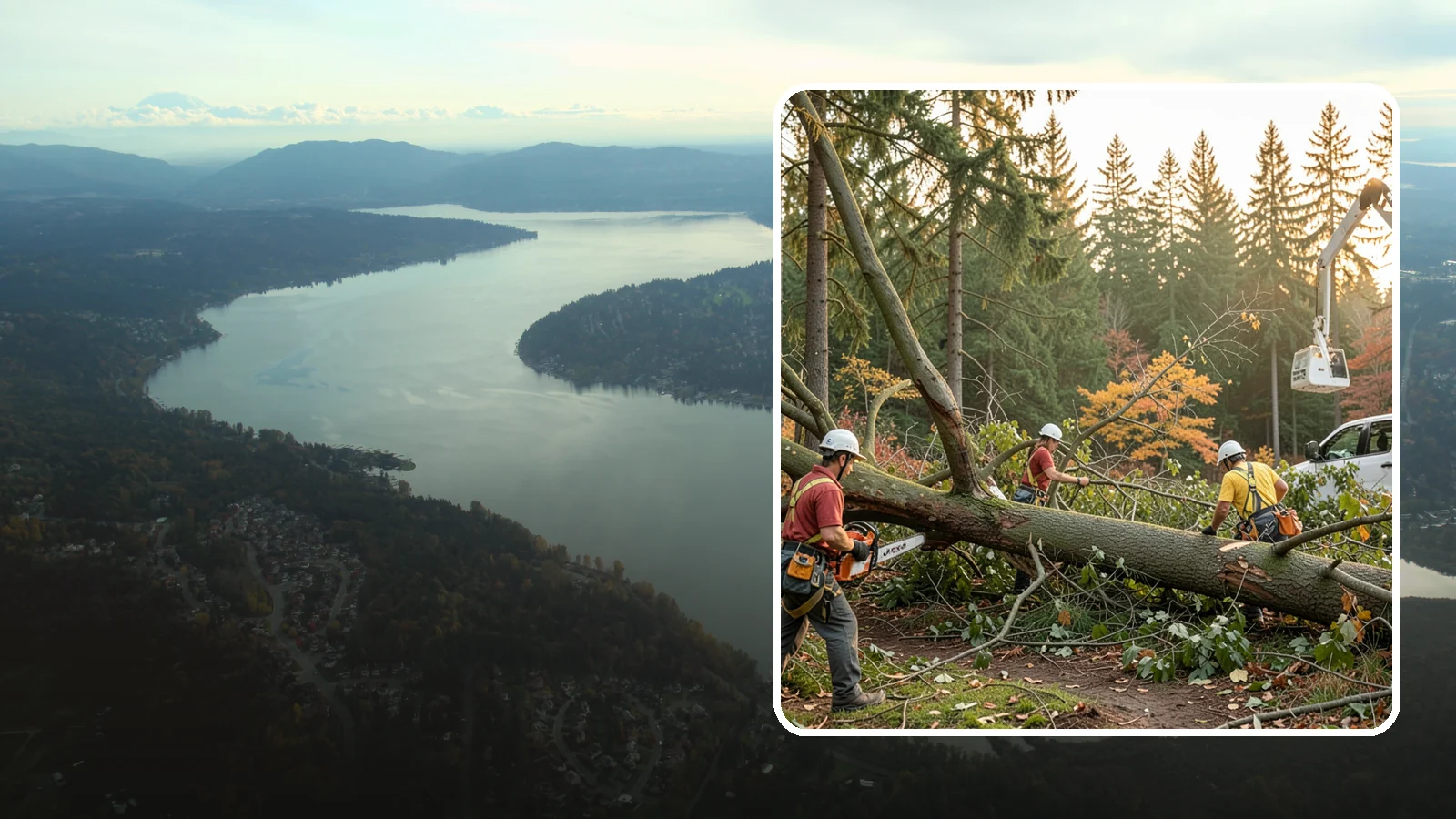 Emergency storm cleanup in Sammamish, King County, WA - The rapid cleanup of tree damage after a storm.