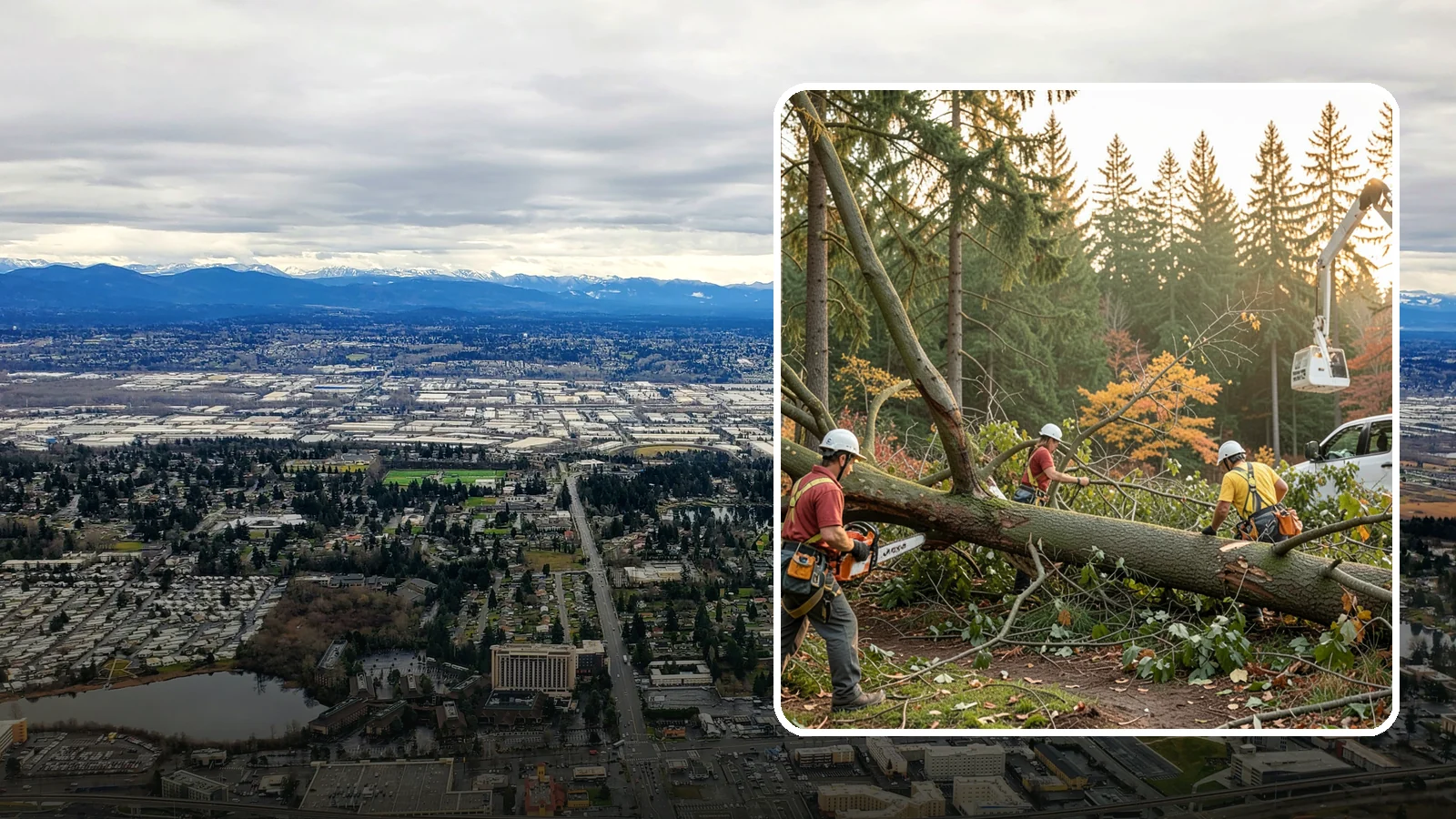 Emergency storm cleanup in SeaTac, King County, WA - The rapid cleanup of tree damage after a storm.