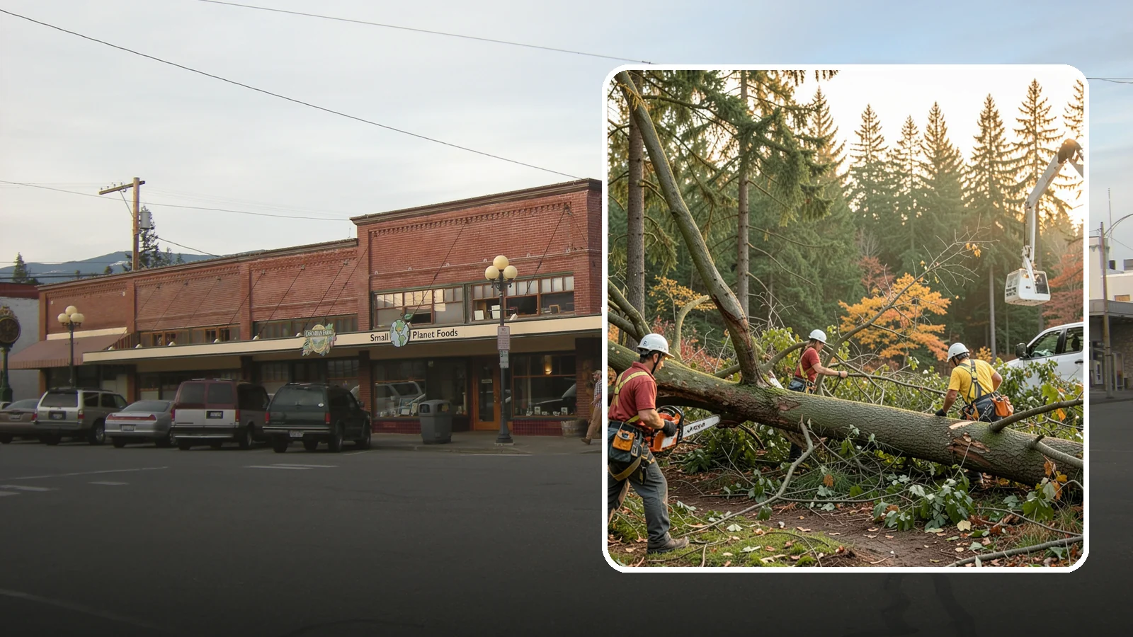 Emergency storm cleanup in Sedro-Woolley, Skagit County, WA - The rapid cleanup of tree damage after a storm.