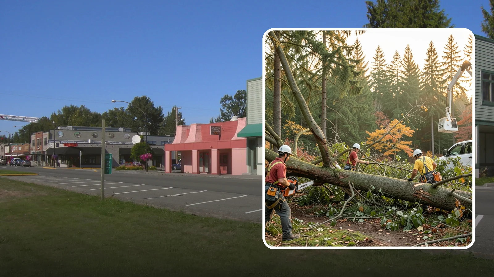 Emergency storm cleanup in Snoqualmie, King County, WA - The rapid cleanup of tree damage after a storm.