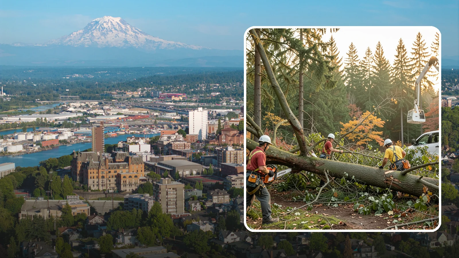 Emergency storm cleanup in Tacoma, Pierce County, WA - The rapid cleanup of tree damage after a storm.