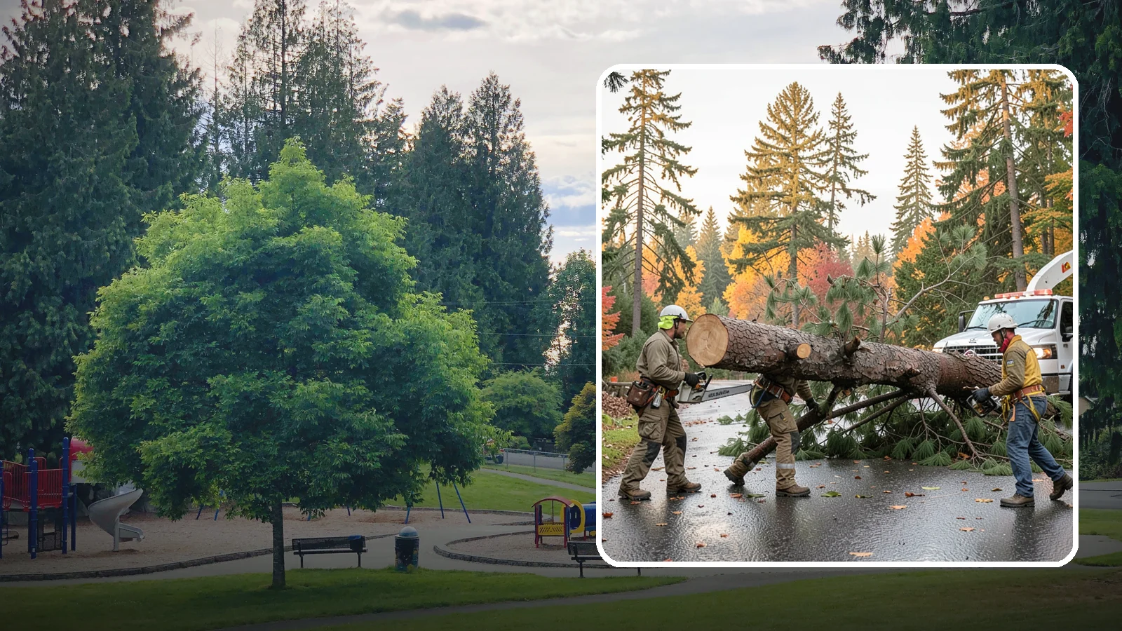 Emergency tree removal in Bonney Lake, Pierce County, WA - The urgent removal of trees that present an immediate danger.