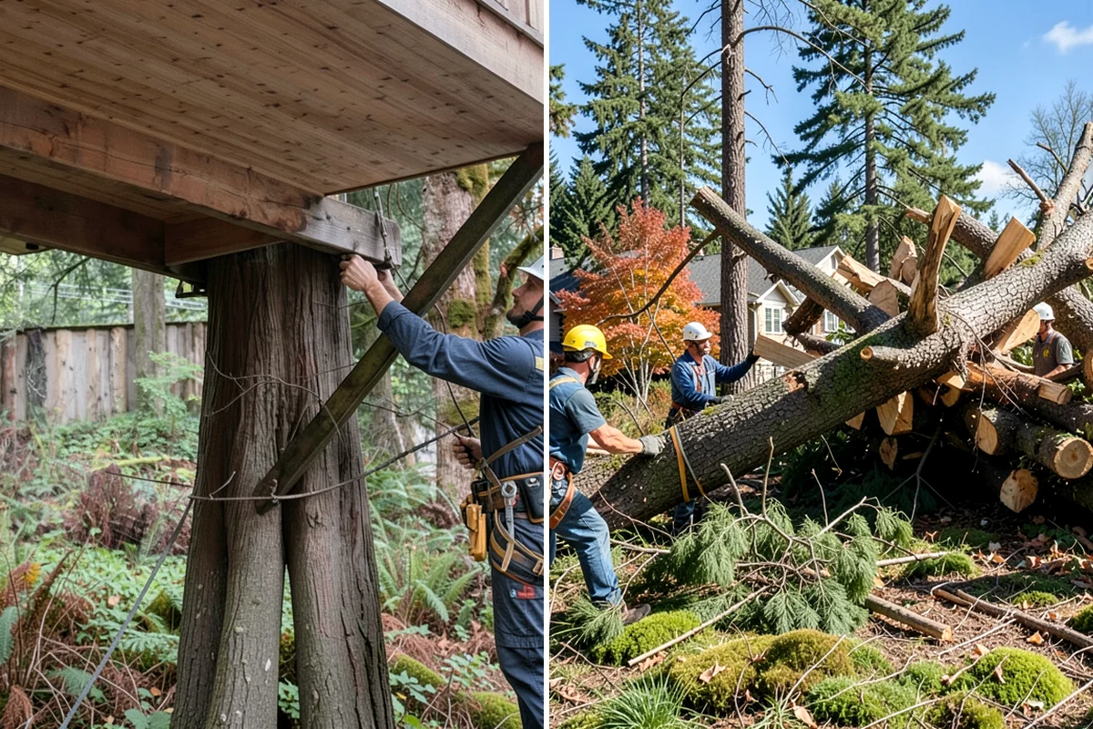 Emergency tree removal in Clyde Hill, King County, WA - On-site assessment and hazard evaluation