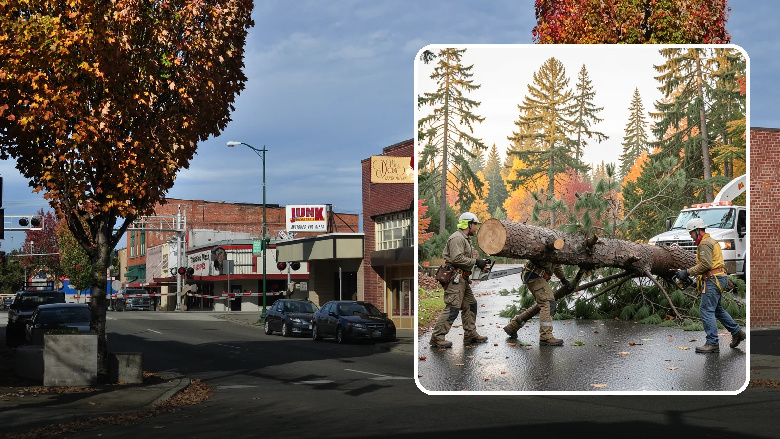 Emergency tree removal in Puyallup, Pierce County, WA - The urgent removal of trees that present an immediate danger.