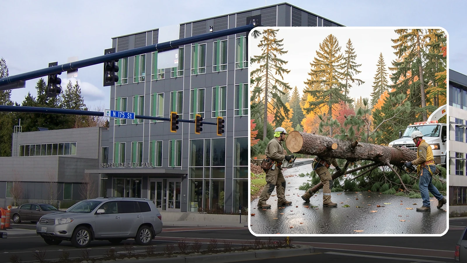 Emergency tree removal in Shoreline, King County, WA - The urgent removal of trees that present an immediate danger.