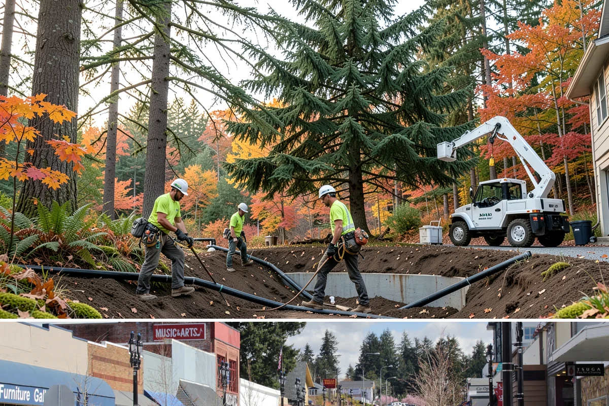 Emergency Tree Stabilization in Bothell, King County, WA - This urgent safety measure can be performed year-round in Puget Sound weather whenever a tree faces immediate risk of failure.