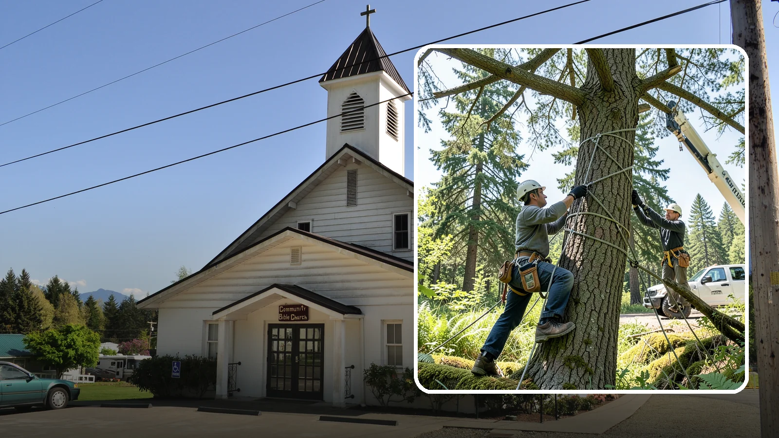 Emergency Tree Stabilization in Concrete, Skagit County, WA - The urgent, temporary stabilization of a compromised or partially failed tree.