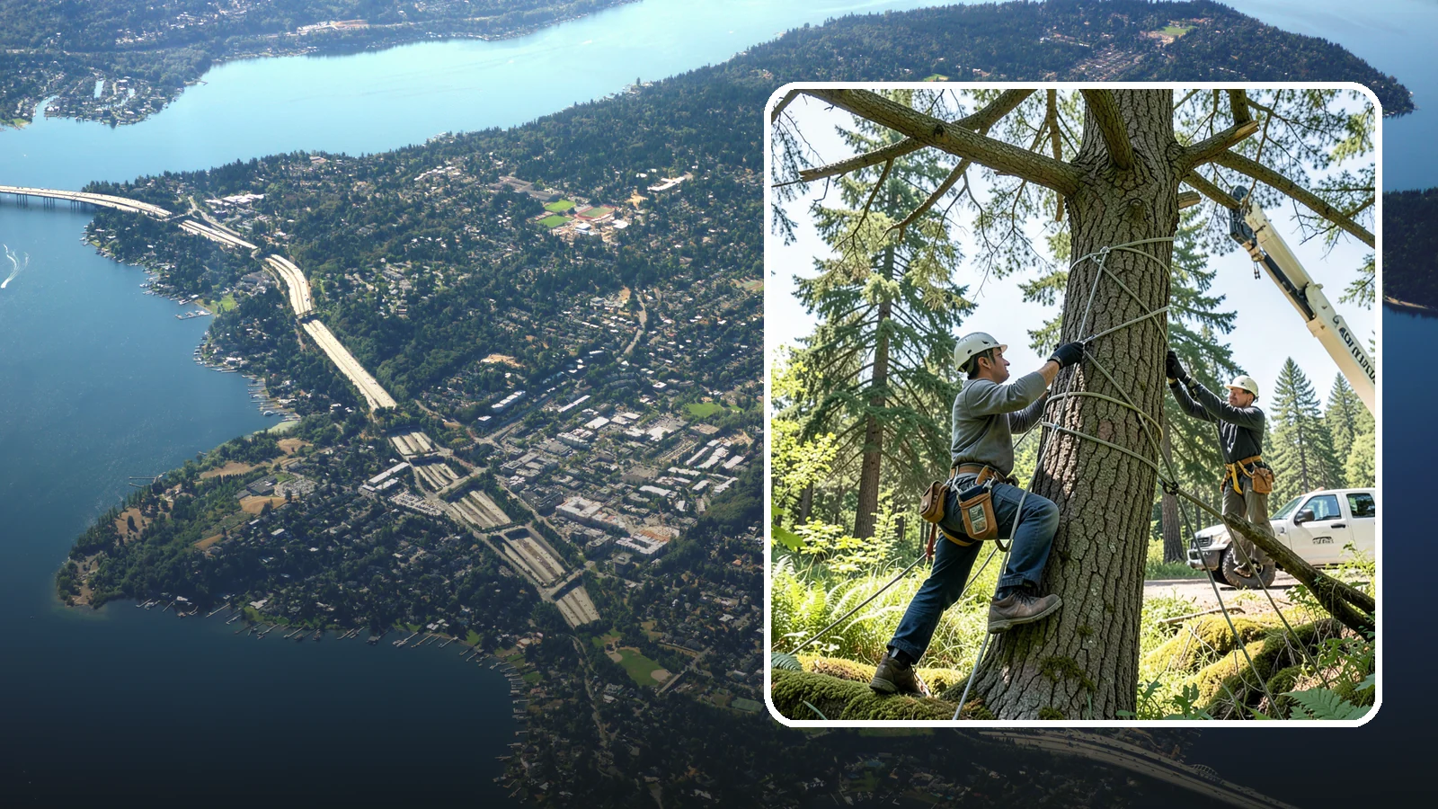 Emergency Tree Stabilization in Mercer Island, King County, WA - The urgent, temporary stabilization of a compromised or partially failed tree.