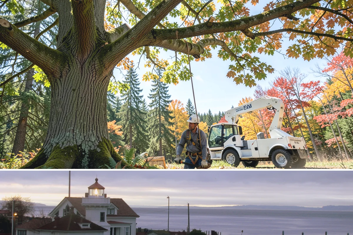 Emergency Tree Stabilization in Mukilteo, Snohomish County, WA - This urgent safety measure can be performed year-round in Puget Sound weather whenever a tree faces immediate risk of failure.