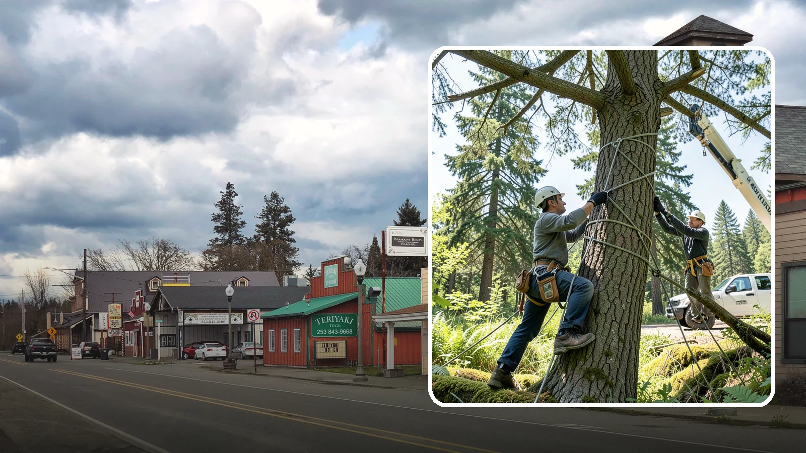Emergency Tree Stabilization in Roy, Pierce County, WA - The urgent, temporary stabilization of a compromised or partially failed tree.