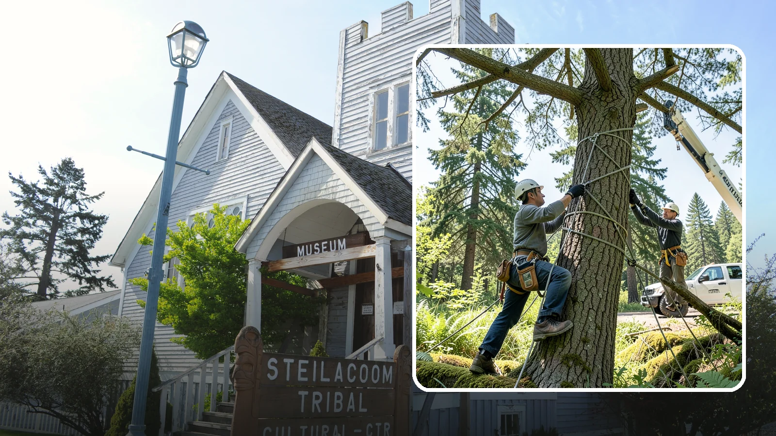 Emergency Tree Stabilization in Steilacoom, Pierce County, WA - The urgent, temporary stabilization of a compromised or partially failed tree.
