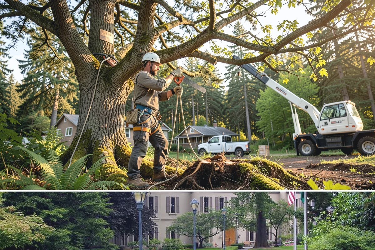 Emergency Tree Stabilization in Woodinville, King County, WA - This urgent safety measure can be performed year-round in Puget Sound weather whenever a tree faces immediate risk of failure.